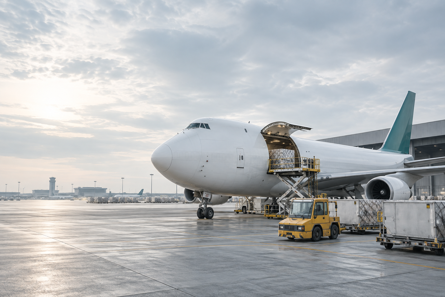 国际航空货运场景创意配图 / Illustrative air freight scene